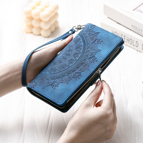 For iPhone 16e/15/14/13/12/11 XR SE 8 Crossbody Wallet Case Zip Card Flip Cover - Picture 8 of 38