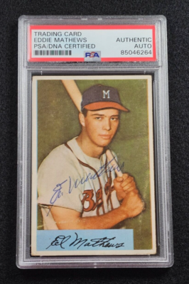 Rare 1954 EDDIE MATHEWS Signed Bowman Baseball Card-HOF-MILWAUKEE  BRAVES-PSA | eBay