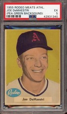 1955 Rodeo Meats Athletics Baseball Joe Demaestri Pea Green Background PSA 5
