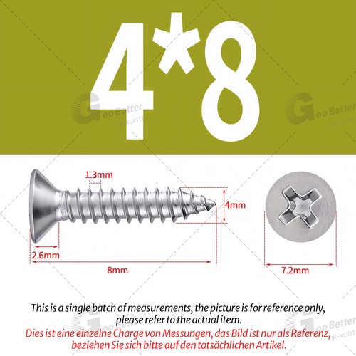 Blechschrauben Senkkopf Kreuzschrauben DIN 7982 H 316 Edelstahl V4A M2 bis M6 - Bild 75 von 125