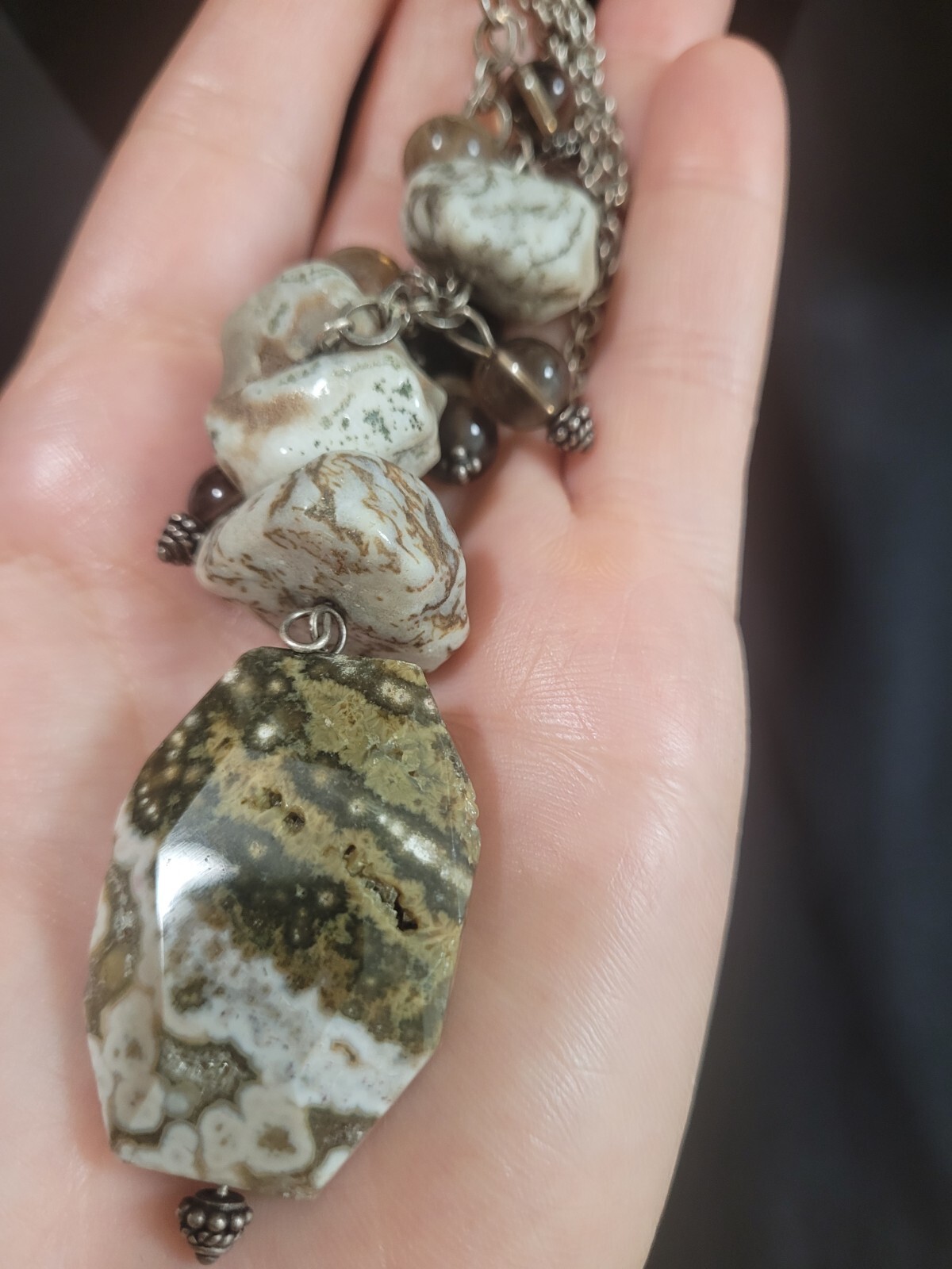 Custom Made Statement Gemstone Lariat Necklace - image 6