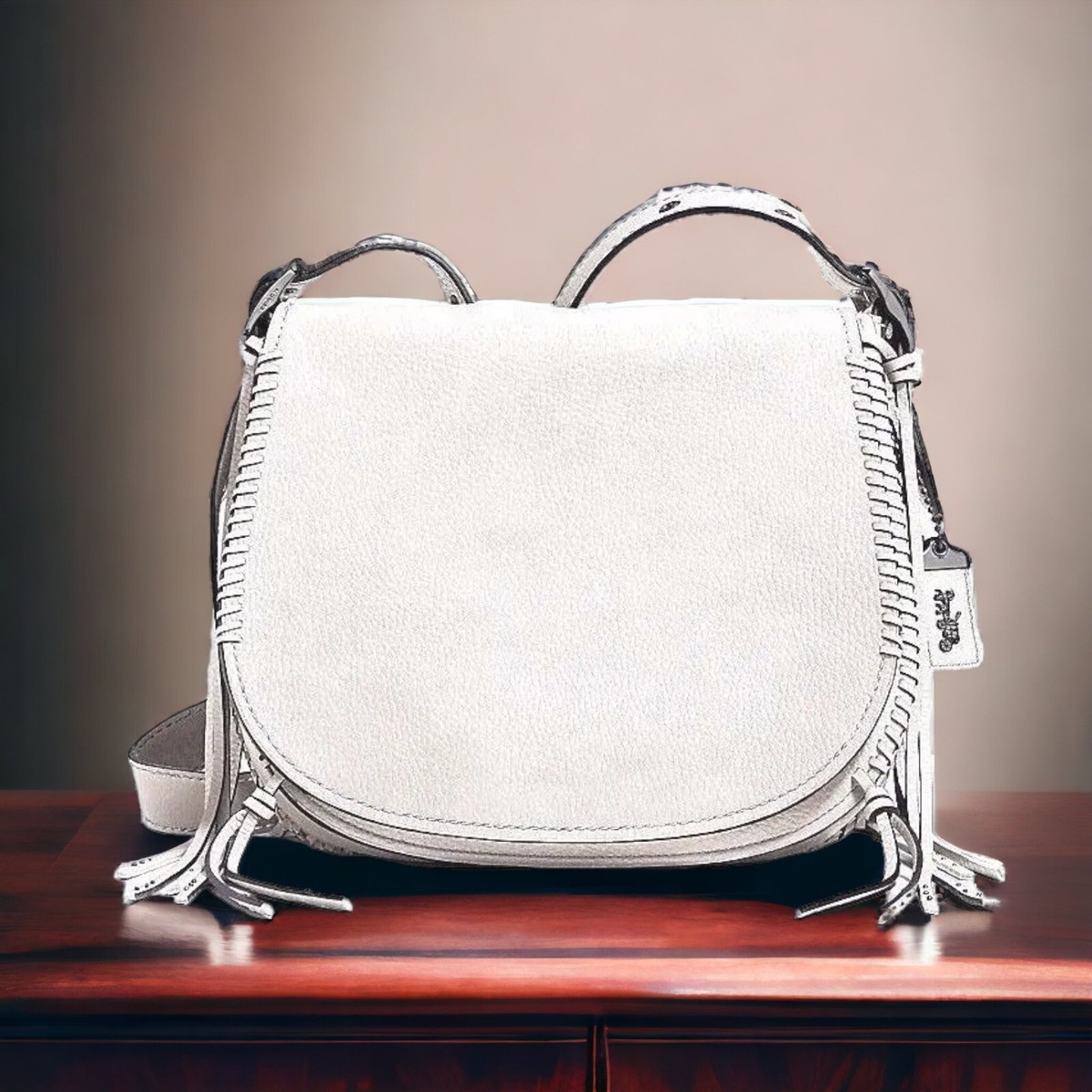 NWT Coach Whiplash Saddle Bag in Leather 1941 Collection Chalk