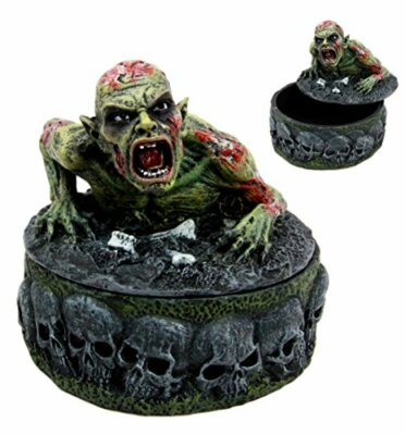 Ebros Gift Zombie Crawling Out Of Grave Decorative Jewelry Box Figurine 4.5''H