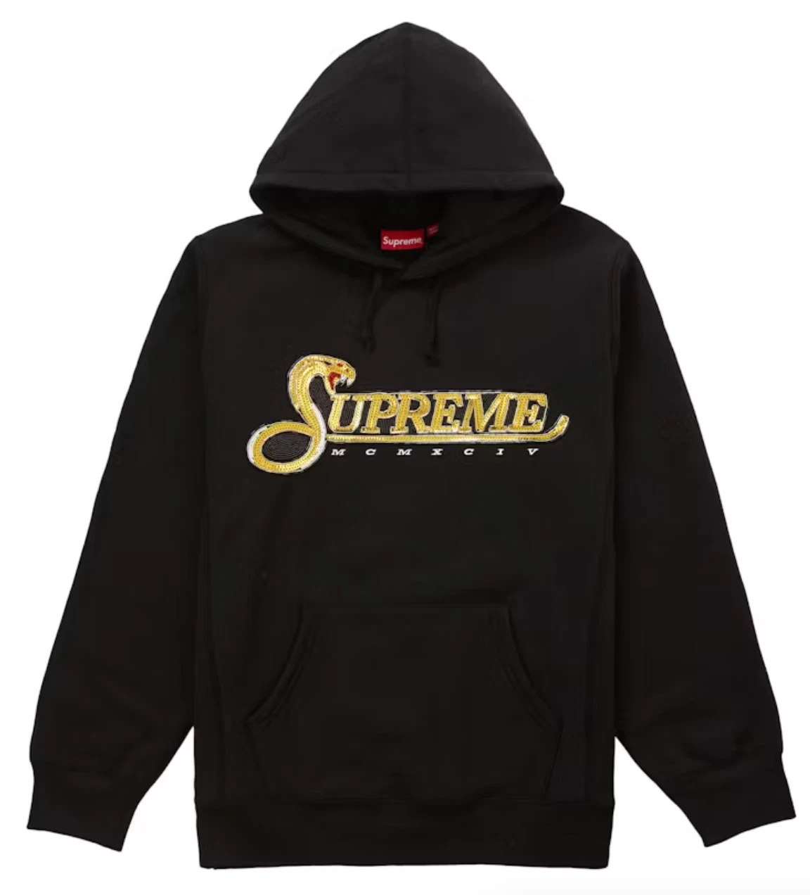 PULL À CAPUCHE FW19 SUPREME SEQUIN VIPER SWEAT SHIRT NOIR TAILLE XL (Boîte #1)