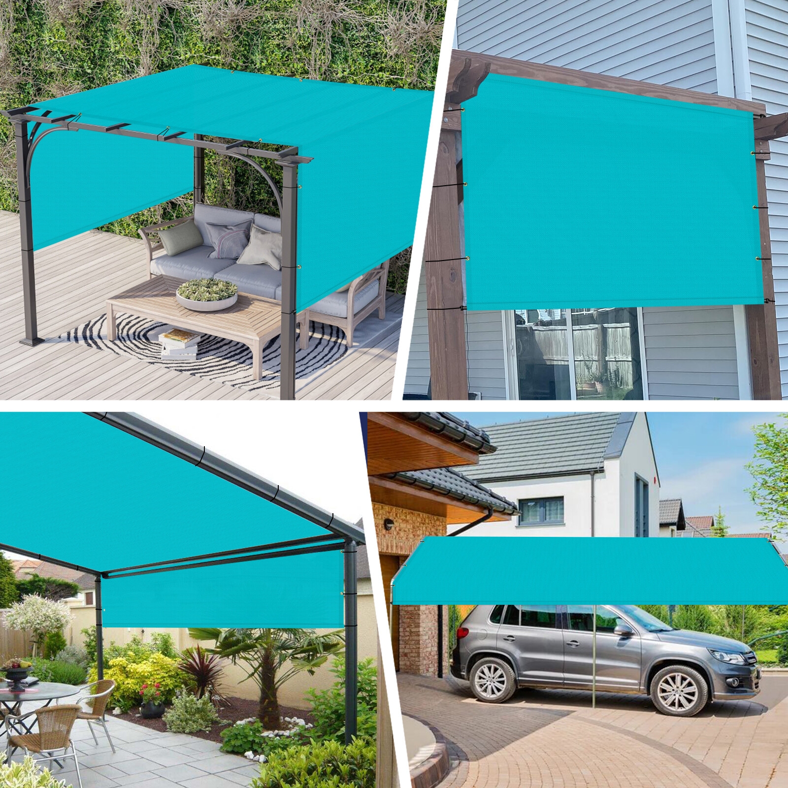 10ft Waterproof Pergola Shade Cover Canopy Replacement Awning Shade Cloth w/ Rod