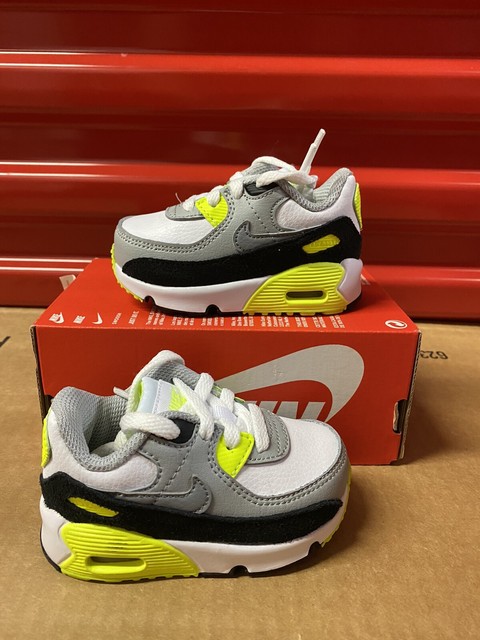 Nike Air Max 90 PS White Grey Volt Leather Cd6867-101 Toddler Size ... Nike Air Max 90 PS White Grey Volt Leather Cd6867-101 Toddler Size ...