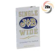 20x Packs JOB White Single Wide | 32 Rolling Papers Per Pack | Slow Burning!