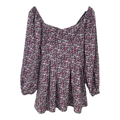 Lush Mini Dress Floral Pattern Puff Sleeve Low Back Multicolor Size 6 Babydoll