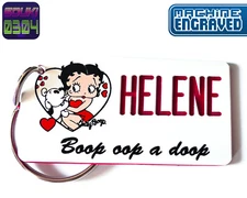 Personalized Betty Boop Pudgy Keychain - Key Tag - Key Fob - Custom Engraved