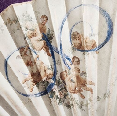 Antique Painted Hand Fan - Picture 2 of 8