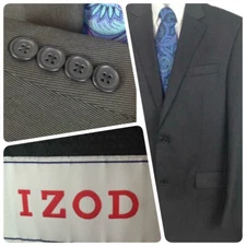 Izod Men's Dark Gray Blazer Sport Coat Sz 42R  2 Button Dual Vented Lined  #0188