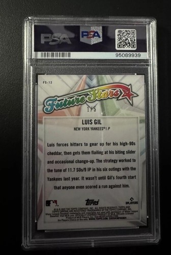 2022 Topps 1/5 Luis Gil PSA 10 Future Stars Chrome Logo Red Refractor RC ROY 💎 - Foto 2 di 2