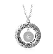 Snap Jewelry Necklace Hammered Halo fits 18-20mm Ginger Style Charms  20"+2" Ext