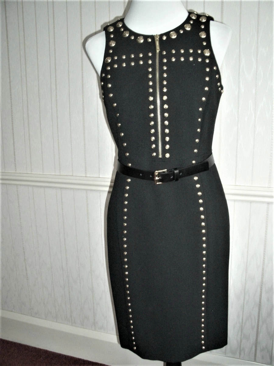Michael Kors Black Studded Pencil Dress Size 6 UK 10