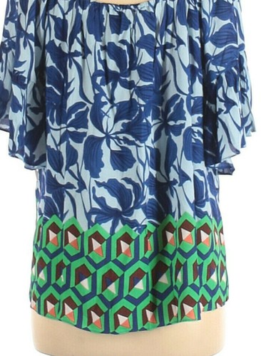 NWT MAXSPORT Multi-Color Tie-Neck Flutter Sleeve Peasant Top Size M MSRP $148 - Picture 6 of 6