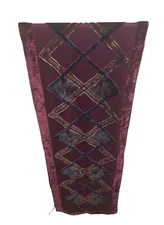 Vintage Symphony Designs Velvet Silk Scarf Dark Scarlet w/ Textured Plaid Design