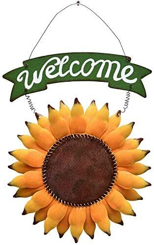 Metal Large Flower Welcome Sign Yard Door Wall Art Outdoor Patio Fence Decor - Picture 4 of 16