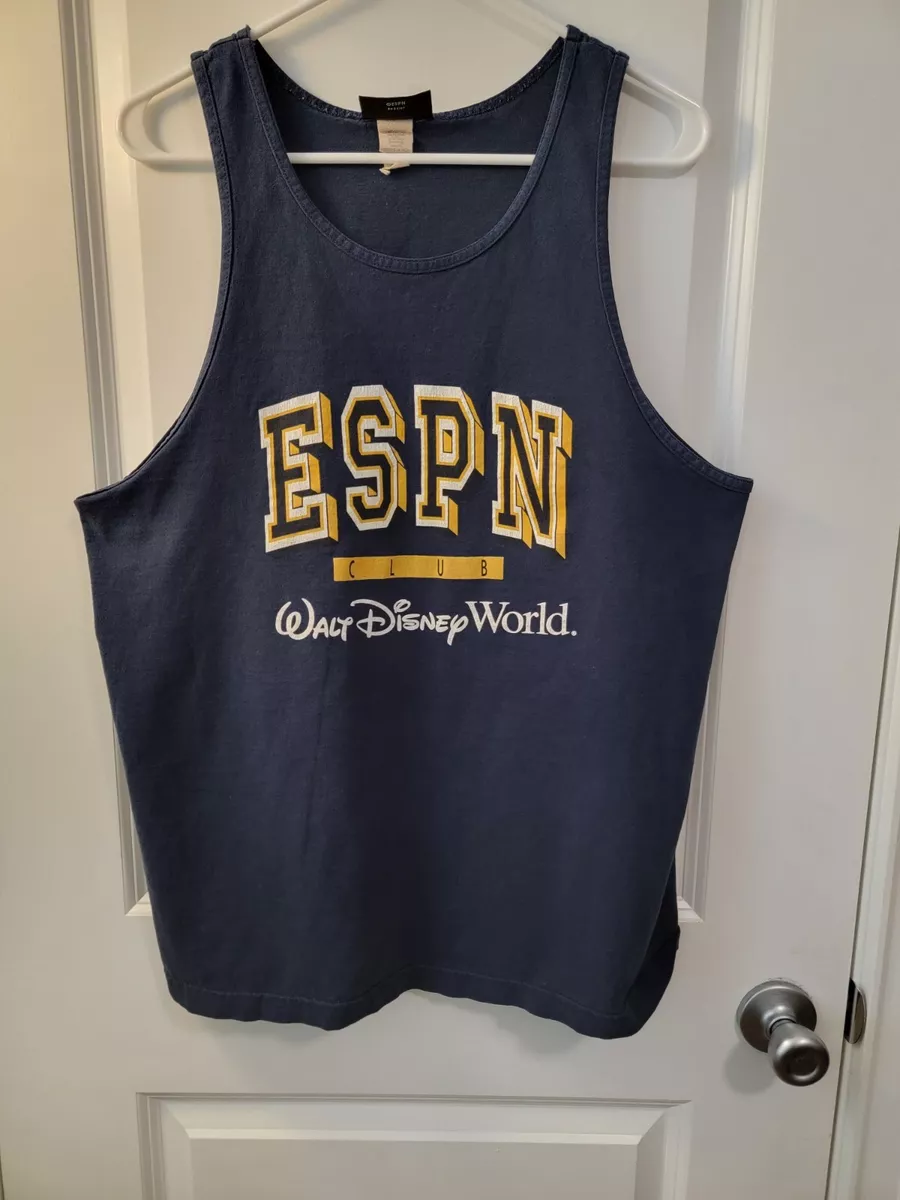 Vintage ESPN Club Large Tank Top Walt Disney World Blue Retro Sports