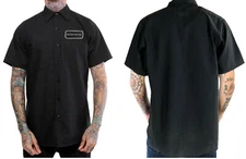 MOTORPSYCHO Mens Button  Mechanic Work SHIRT Goth Punk Metal Rock Biker tattoo