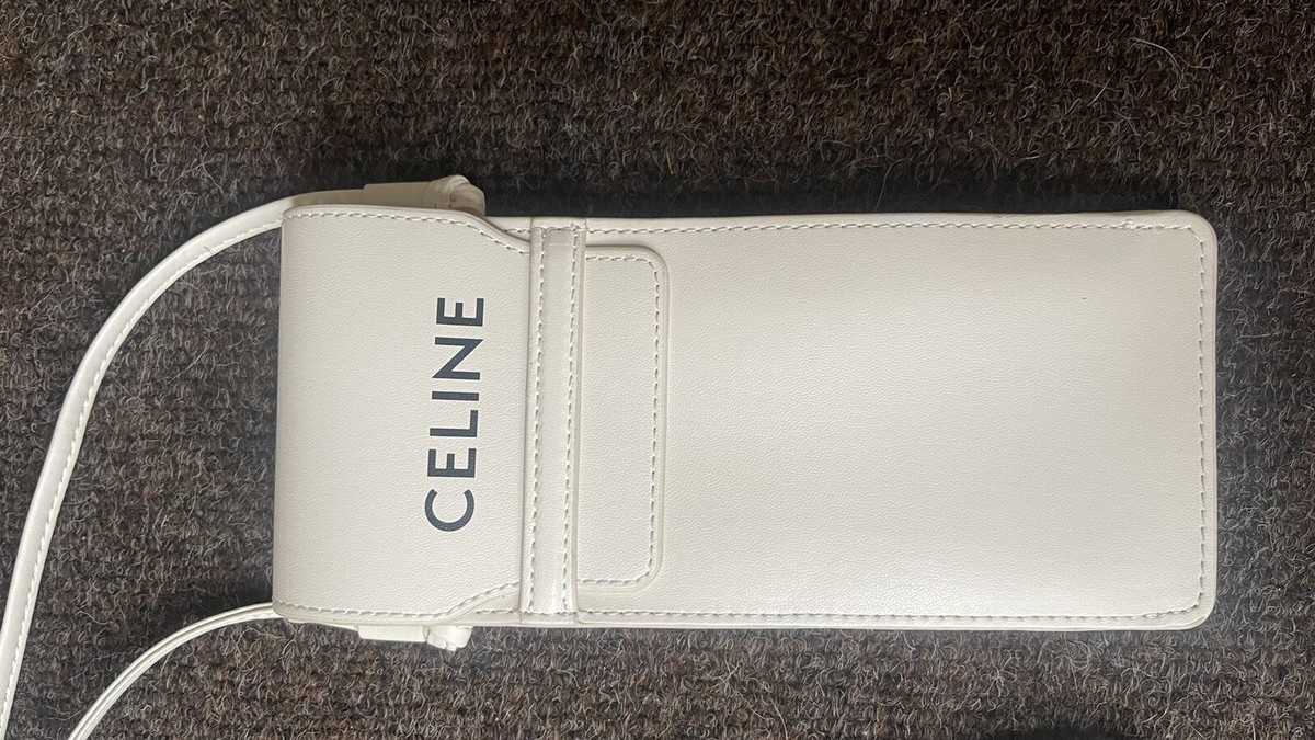 CELINE Authentic White crossbody pouch phone wallet 