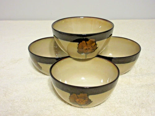 Pfaltzgraff PAINTED POPPIES 6-1/8" Soup Cereal Bowls-Set Of 4-New