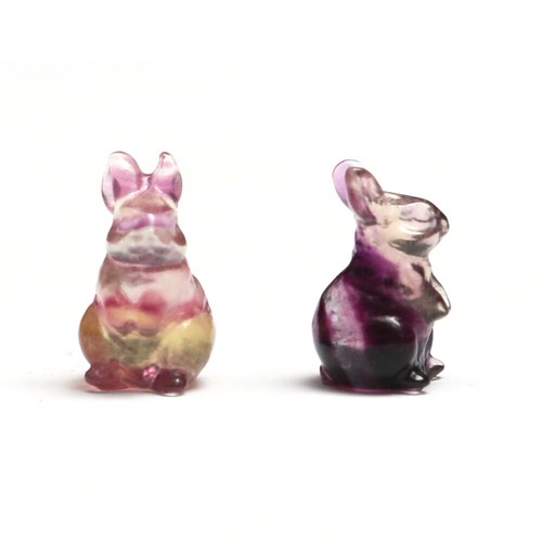 Natural Colorful Fluorite Rabbit Crystal Carved Mini Animals Skull Reiki Healing - Picture 19 of 25