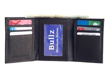 Genuine Leather Mens Wallet Slim Trifold Wallets For Men With ID Window RFID