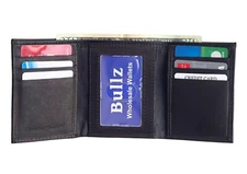 Bullz Mens Leather Wallet Slim Trifold Wallets For Men With ID Window
