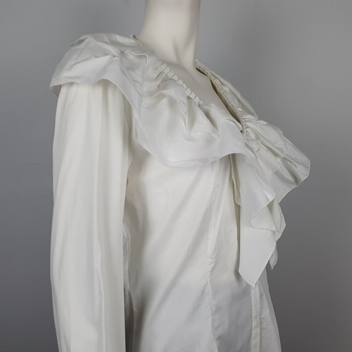 Diego Reiga Size 5, AU 16 Blouse Top Ruffle V Neck & Long Sleeves Button Front - Bild 7 von 15