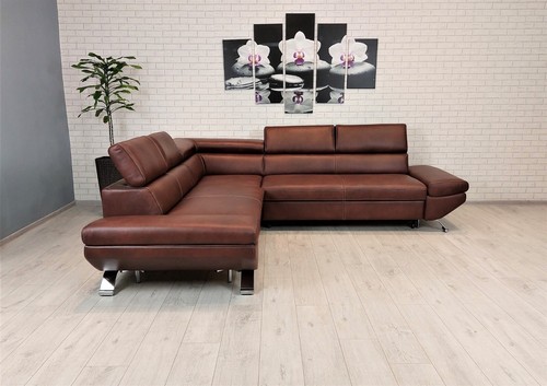 Italienisches Echtleder Ecksofa Varsovia Echt Leder Sofa Couch mit Bettfunktion - Bild 6 von 30
