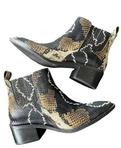 Crown Vintage Leather Ankle Boot. Snakeskin Printed. Women's Size 8 - 第 1/9 張圖片