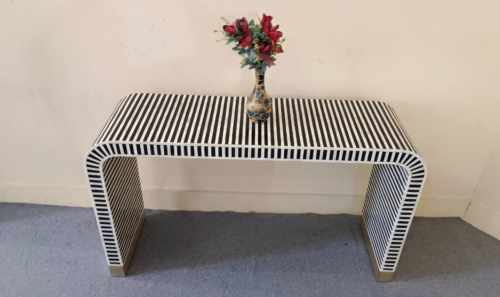 handmade bone inlay U console table, bone inlay furniture, bone inlay tables, - Picture 3 of 6