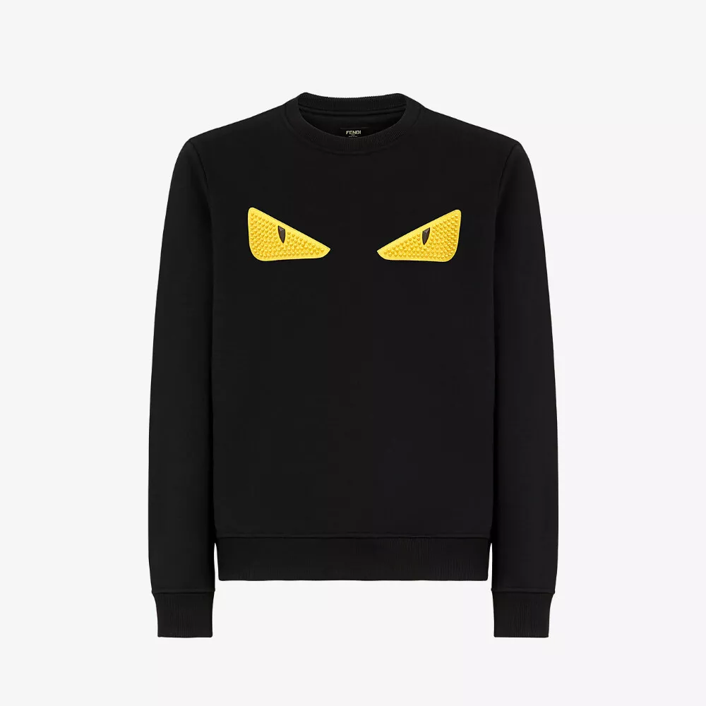 Fendi Eyes Spikes Sweatshirt Bag Bugs - Black and Yellow