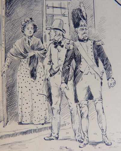 Dessin original illustration de livre 19e siècle vers 1890 militaire grognard - Imagen 2 de 2
