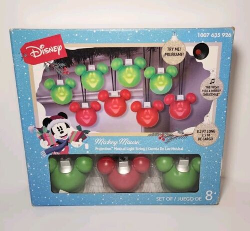 Disney Christmas Mickey Mouse Projection 8 Musical Light String Length 8.2 ft - Picture 2 of 5