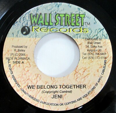 JENI 45 We Belong Together/I Know Riddim NEAR MINT/VG++ Wall Street reggae c5005