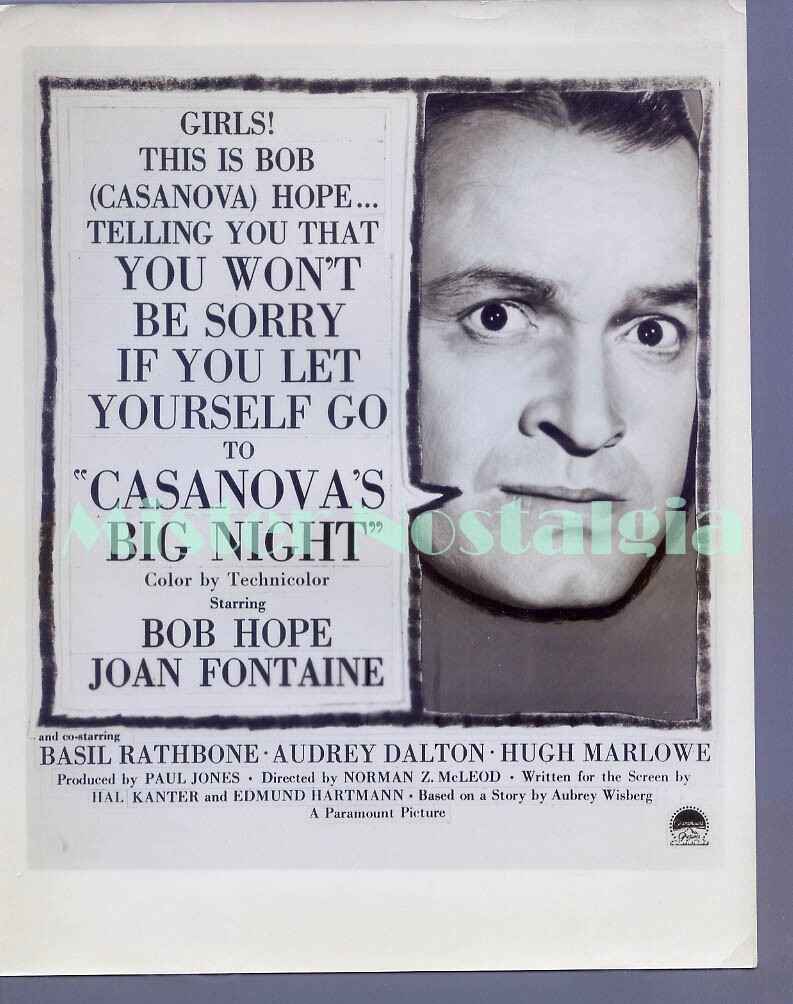 Vintage Photo 1954 Joan Fontaine Bob Hope Casanova's Big Night ad artwork #3