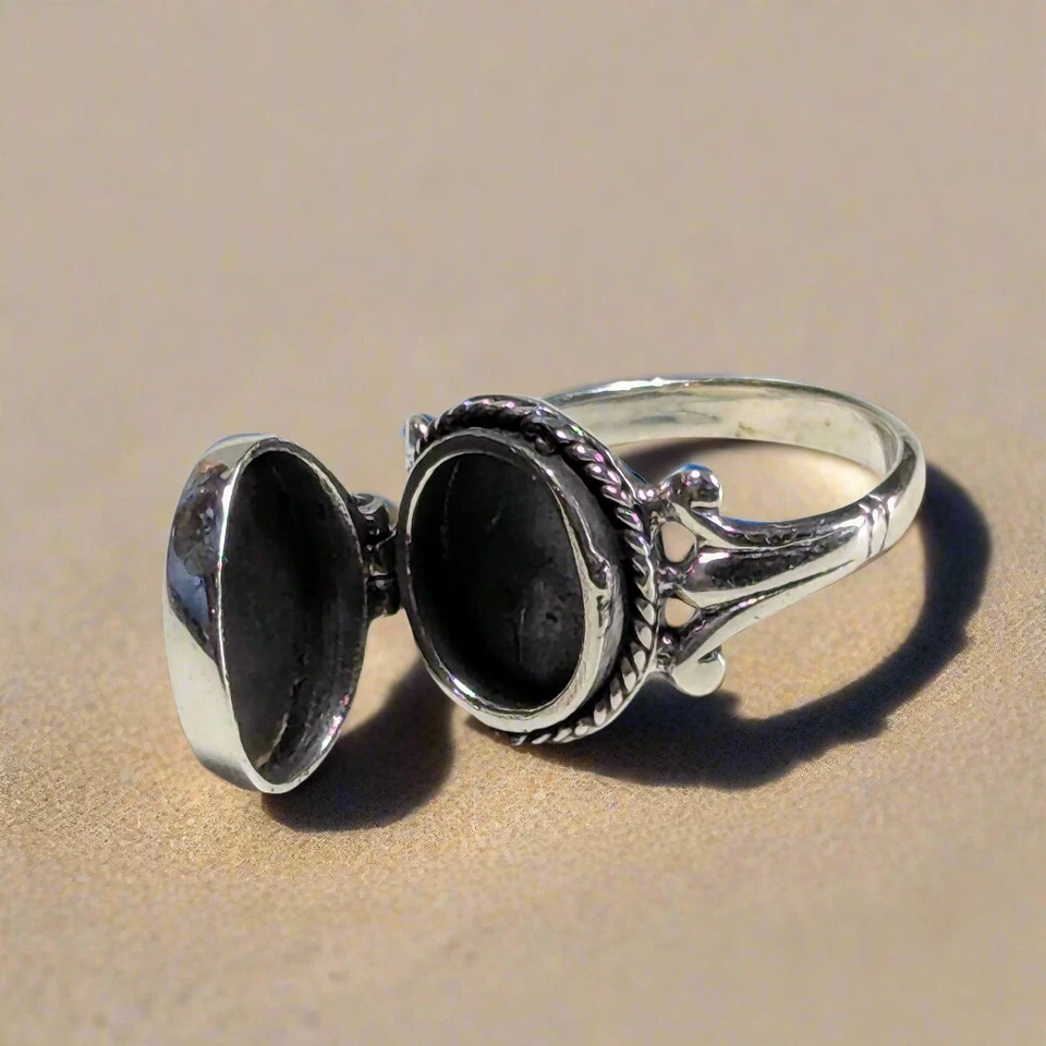 ANILLO VENENOSO CAJA SECRETA sello plata esterlina talla 6, 7, 8, 9 Foto 2 de 4
