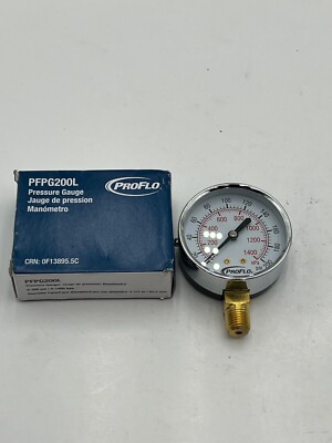 Qty 2 Genuine ProFlo PFPG200L Pressure Gauges 200 PSI 2-1/2''