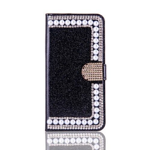 Pearl Bling Glitter Wallet Phone Case Cover For iPhone 16 15 14 13 12 11 Pro Max - Picture 2 of 11