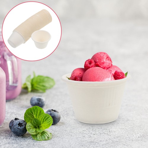 50 Pcs Ice Cup Paper Bowl Small Cups for Dessert Pudding Pulp Travel