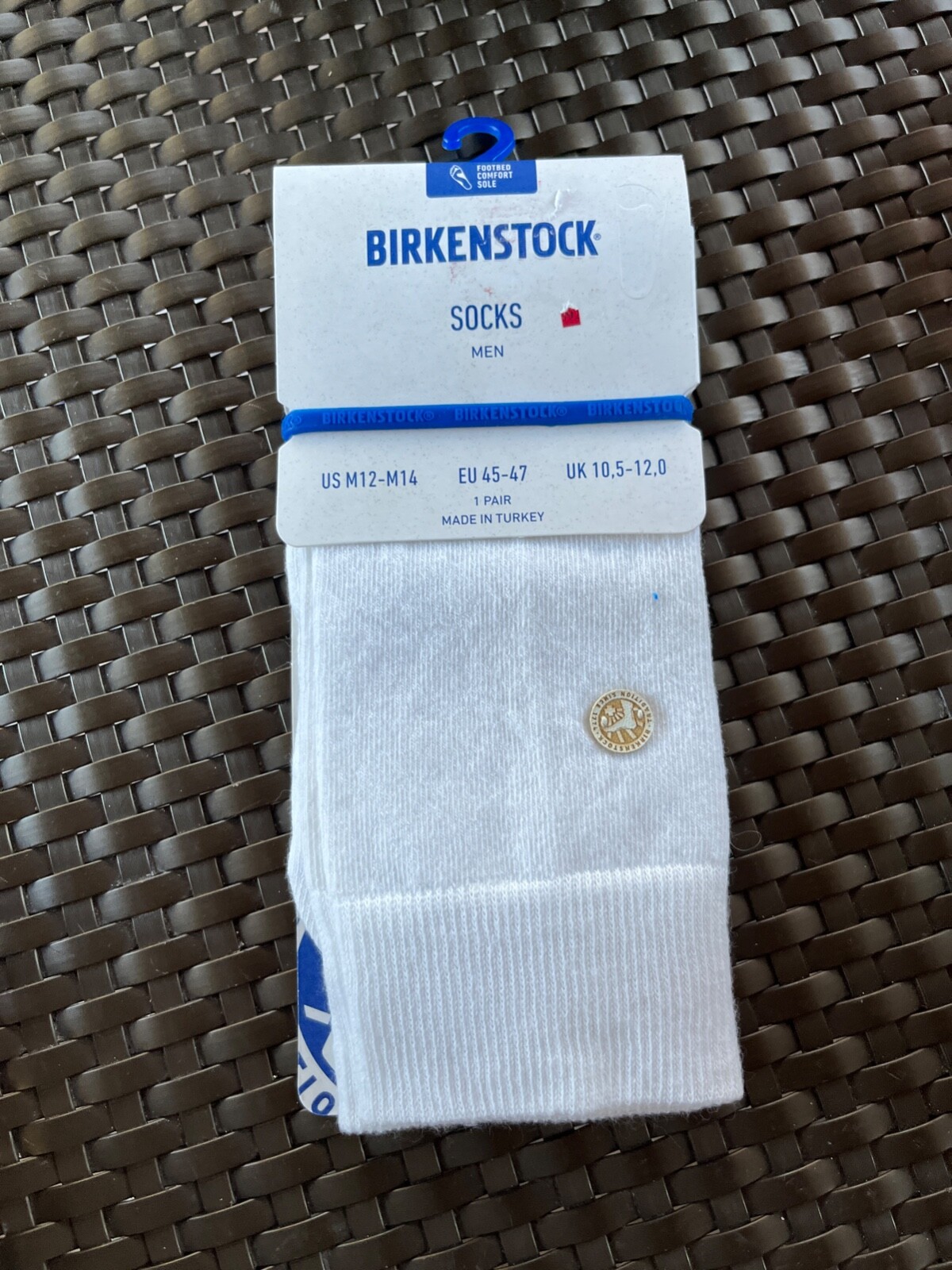 SAOLA NUOVI CALZINI BIRKENSTOCK UOMO COMFORT SUOLA IN COTONE US M12 M14 EU 45 47 bianchi