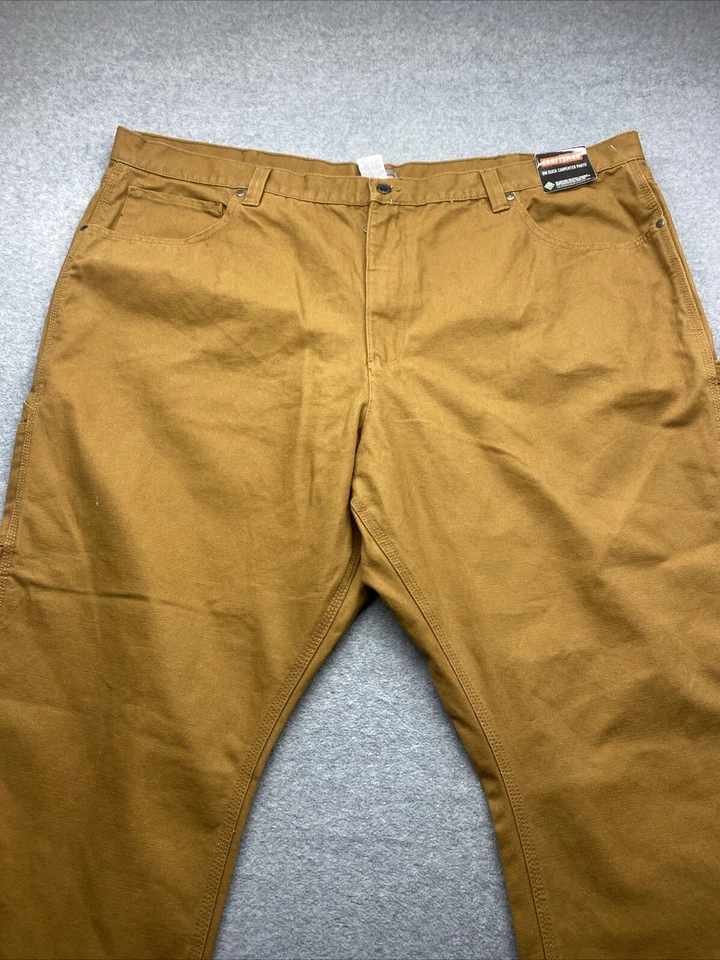 Calça Craftsman Carpinteiro Masculina 50x30 Frente Plana Pato Marrom 8 Bolsos Laço Martelo - Imagem 2 de 4