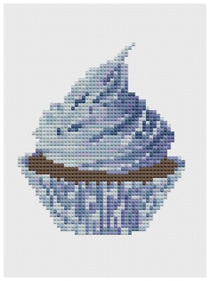 Florashell Kreuzstich Set oder Vorlage   Cupcake Blue