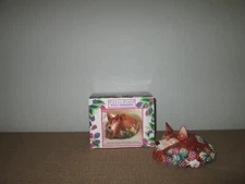Vtg FITZ & FLOYD Wild Berries Sleeping Fox Ceramic Pomander Scent Diffuser + Box