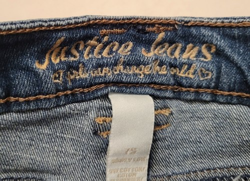 Justice T Shirt & Slim Jean Shorts 7S & 7 2PC Lot Blue Denim Pink - Picture 14 of 19