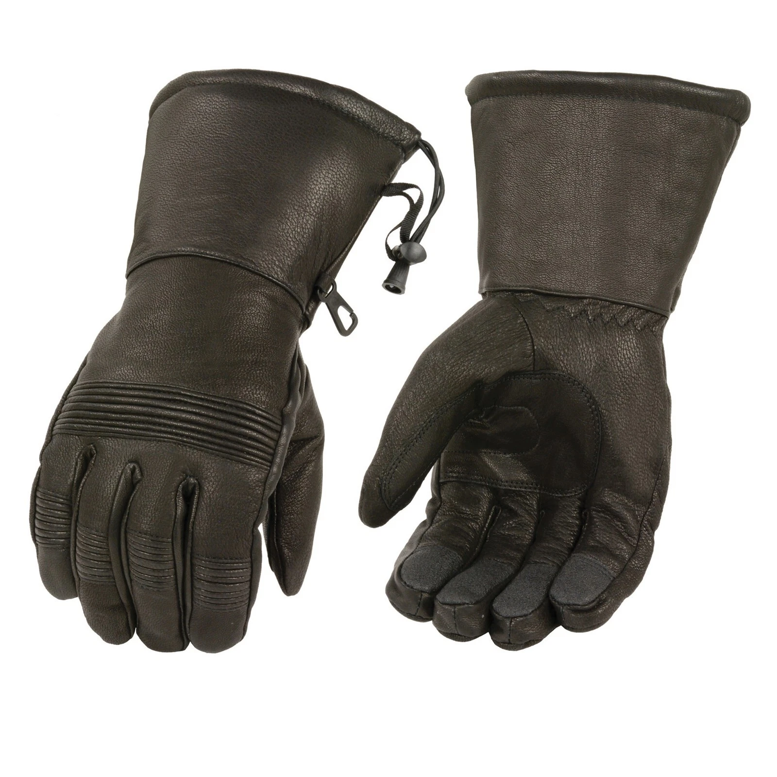 Milwaukee Leather SH294 Men's Black Leather Waterproof Gauntlet Gloves Flex Hand