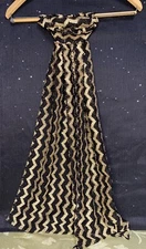Beautiful Chic Black And Gold Chevron Pattern Scarf - New Orleans Style - 10”x70
