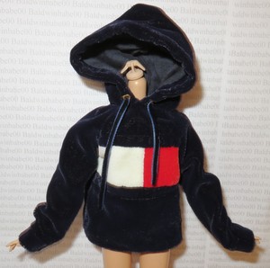 Details About Top Barbie Doll Tommy Hilfiger Gigi Hadid Blue Velvet Hoodie Sweatshirt Shirt