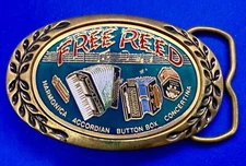Free Reed Instruments Harmonica Accordion Button Box Concertina Belt Buckle 